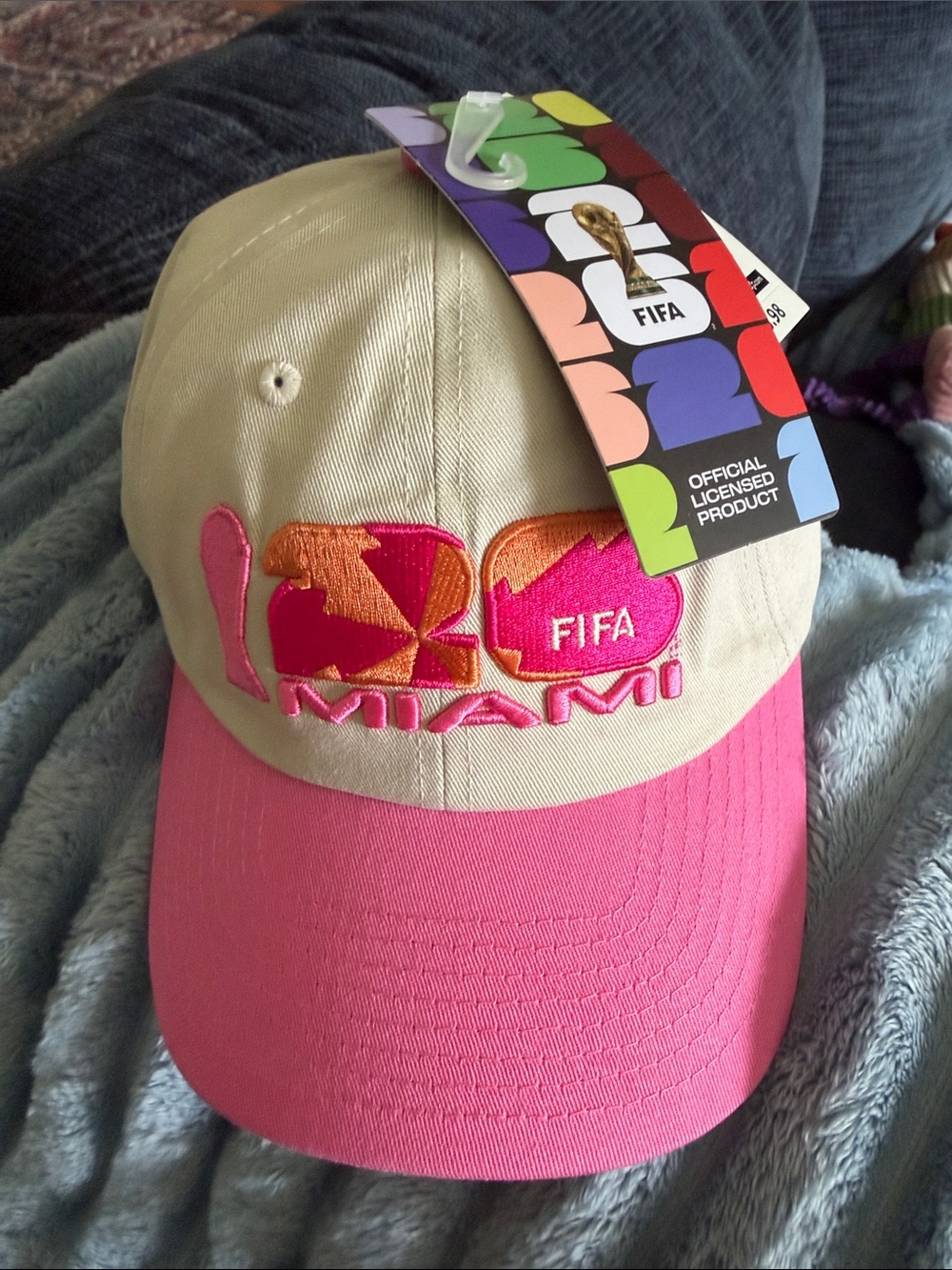 FIFA Miami Embroidered Two-Tone Baseball Cap - Pink & Cream
